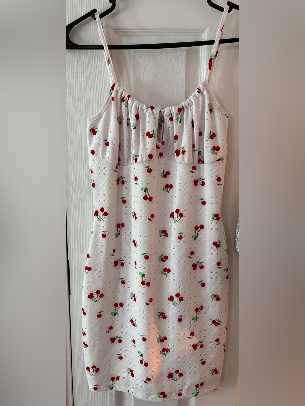 Rue21 White Eyelet Dress with Red Cherry Print - Picture 3 of 4